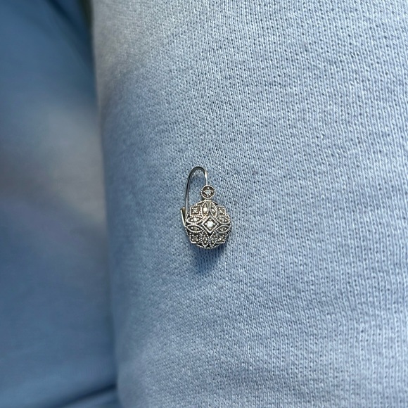 14kt White Gold Diamond Openwork Drop Earrings - Picture 2 of 7